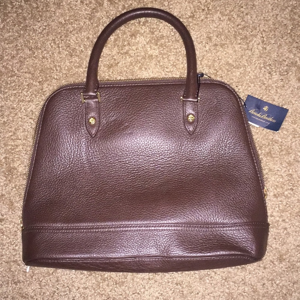 Brooks Brothers Brown Leather Satchel Bag NWT